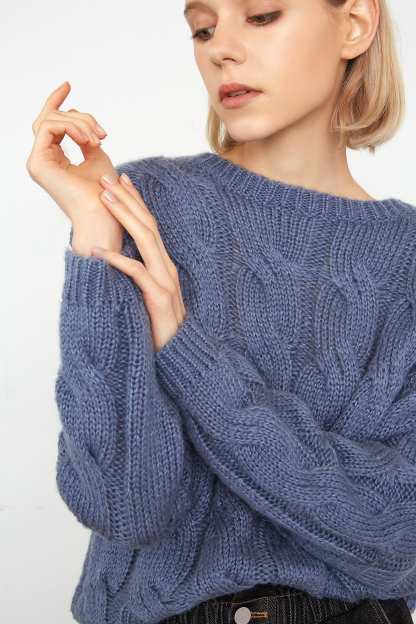 Floella Light Steel Blue Long Sleeve Sweater