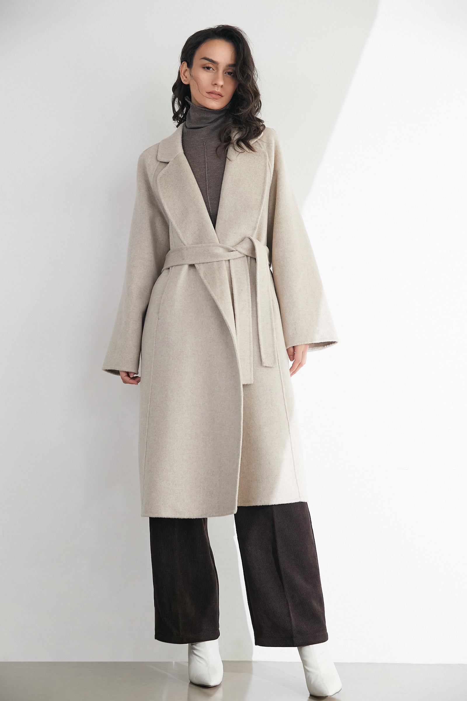 Araminta Linen 100% Wool Single-Breasted Coat