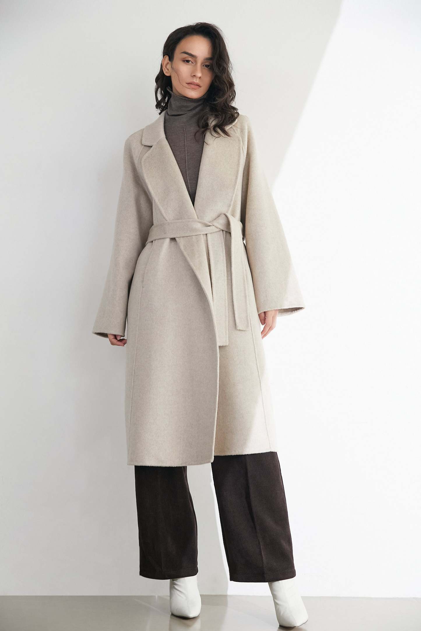 Araminta Linen 100% Wool Single-Breasted Coat