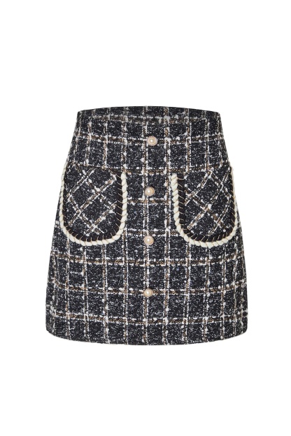 Brisa Black Plaid Skirt Black