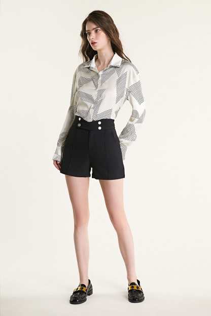 Ivory Satin Striped Oversized Shirt