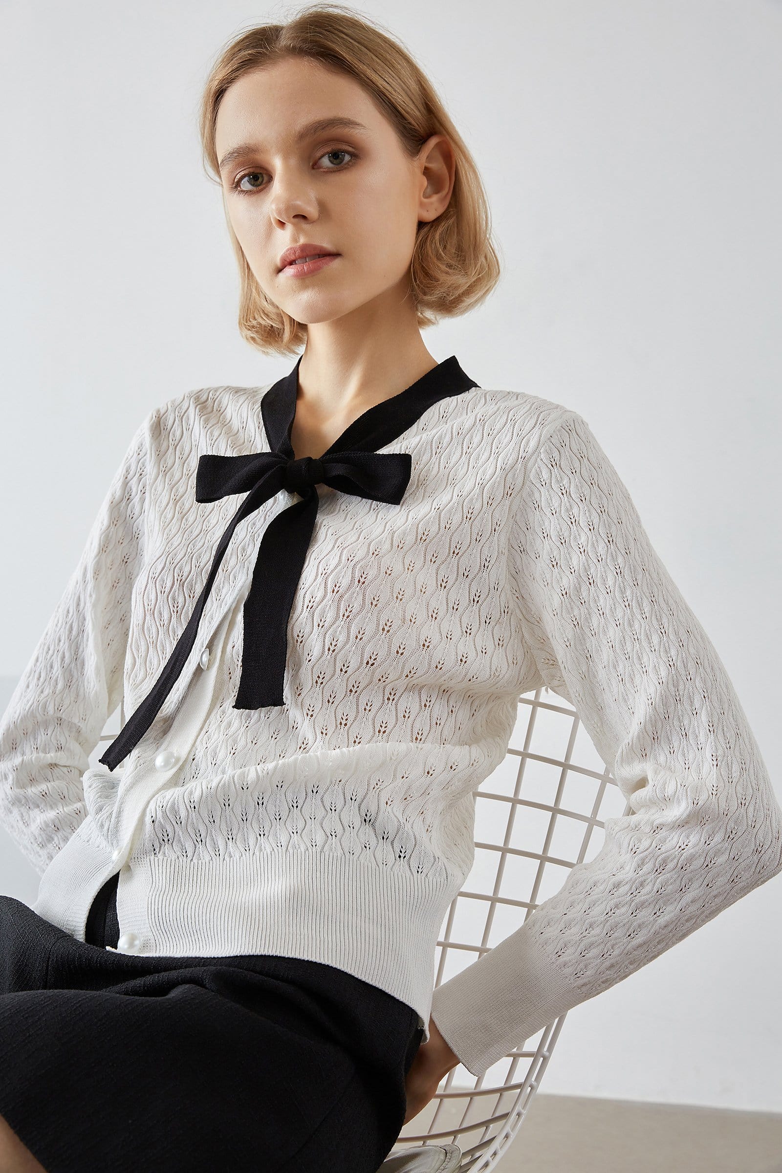 Ashtyn White Contrast Cardigan