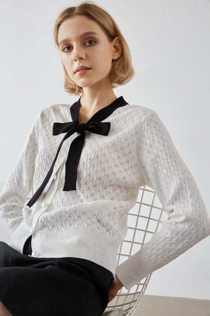 Ashtyn White Contrast Cardigan