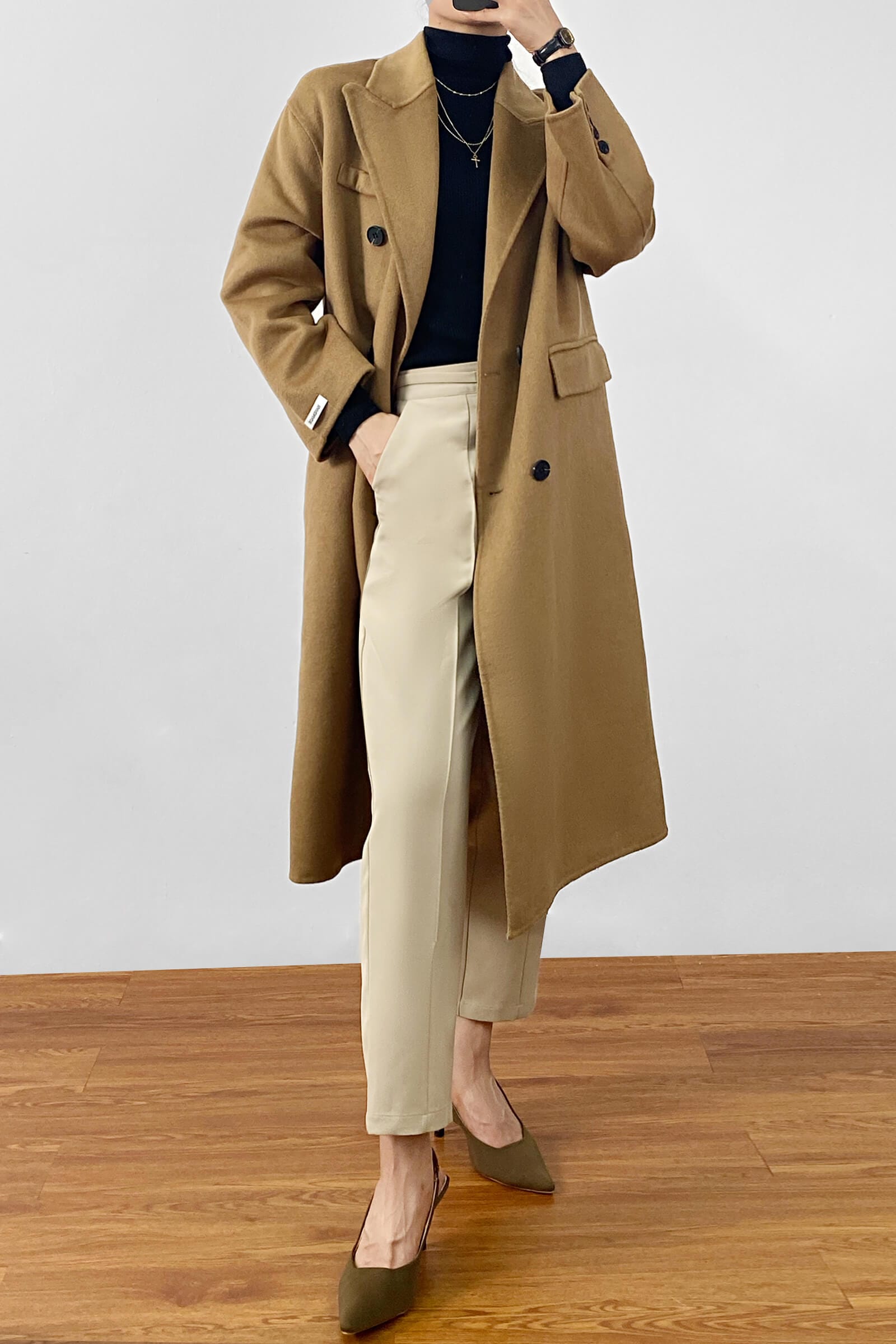 Peru Premium Wool Double-Breasted Longline Coat