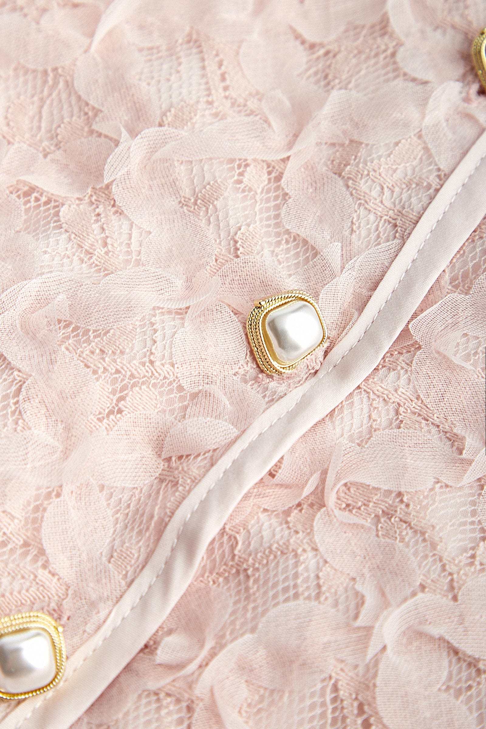 Pink Textured Floral Button Front Blouse