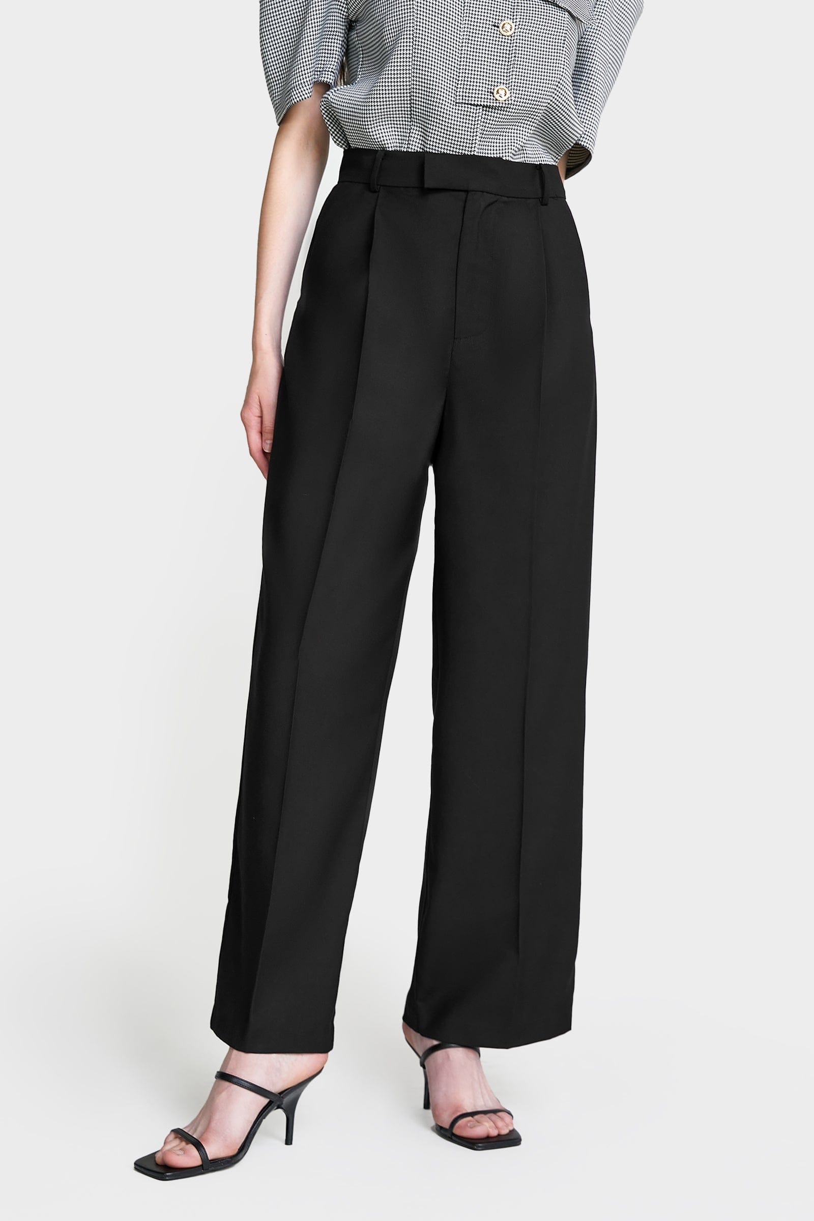 【INCHANT ME】23FW★ [INC MADE] Foreign Bijo Wide Slacks Business Essential Black Wide Slacks-J.ING
