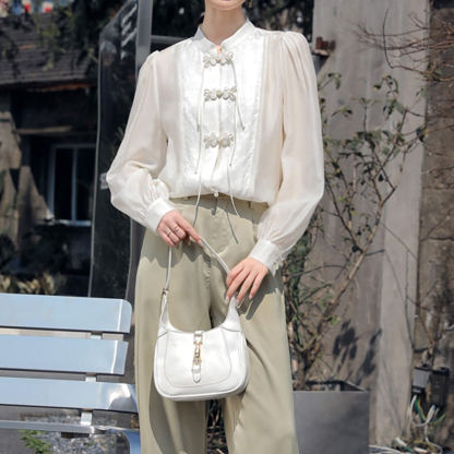 Beige Chinese Splice Buckle Shirt