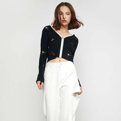 Gillespie Black Contrast Trim Cardigan