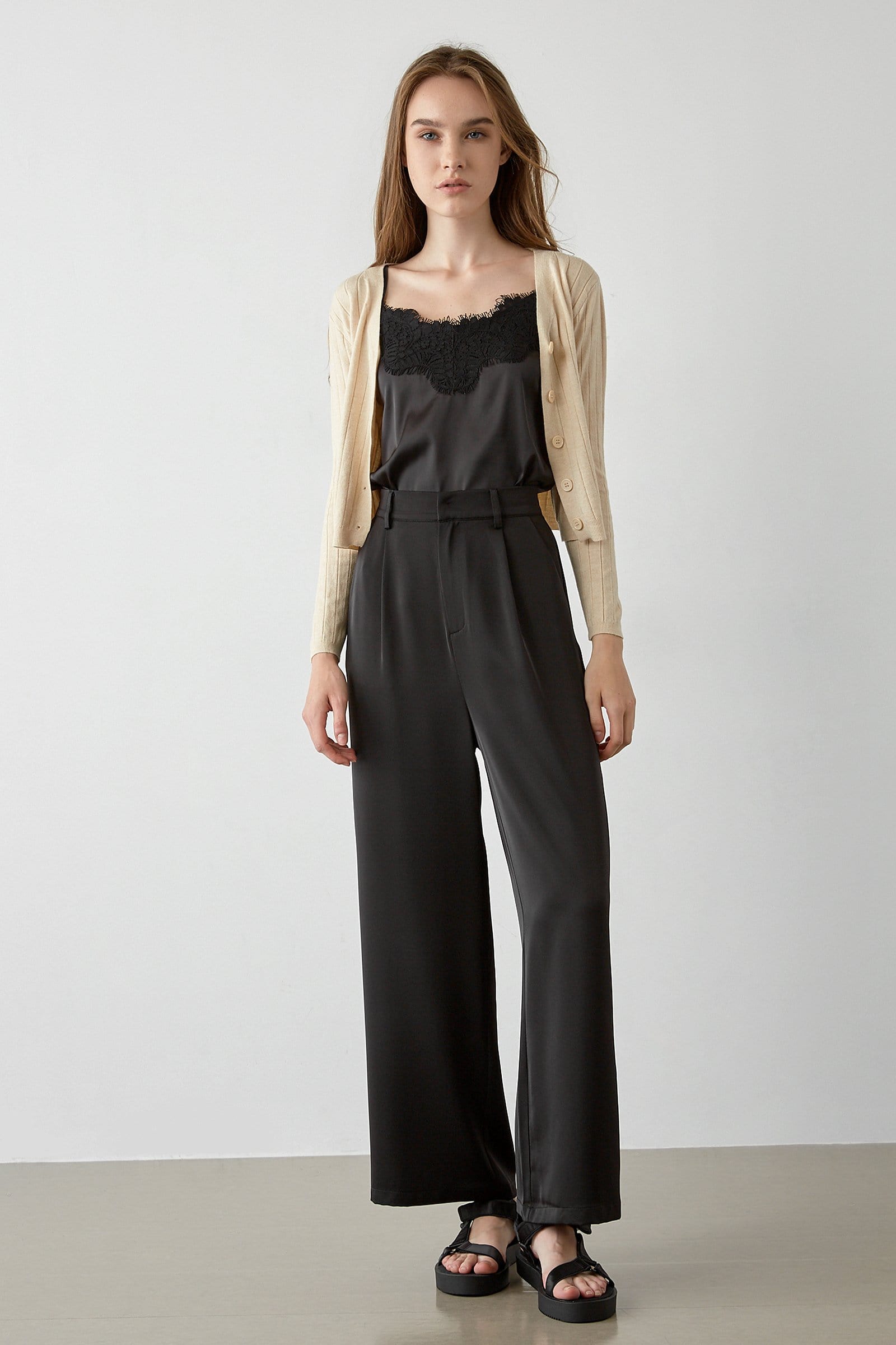 Abril Beige Button-Up Cardigan