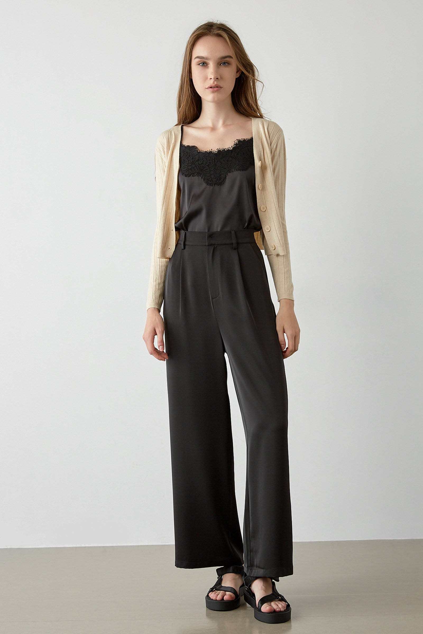 Abril Beige Button-Up Cardigan