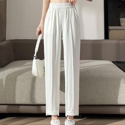 Sloan White Harlan high-Waisted Pants