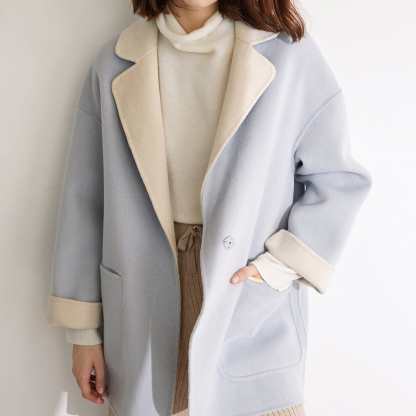 Verge Pale Turquoise Premium Wool Drop Shoulder Coat