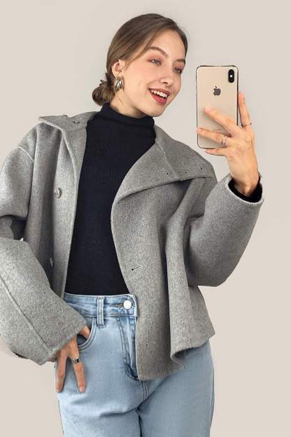 Black Basic Wool-Blend Turtleneck Sweater