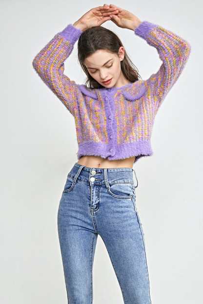 Oktober Medium Purple Button-Up Cardigan