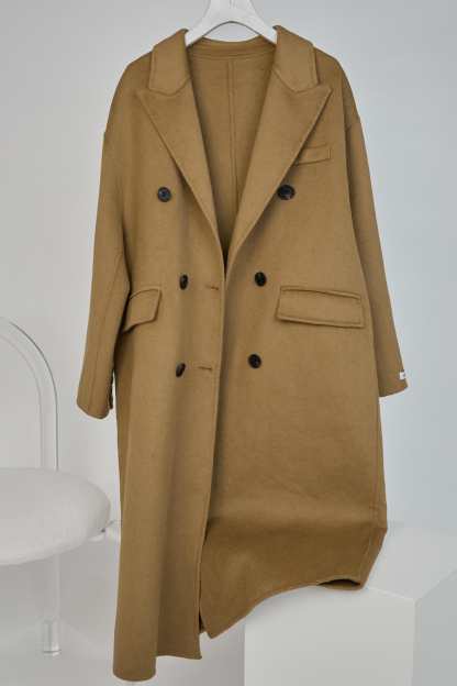 Peru Premium Wool Double-Breasted Longline Coat