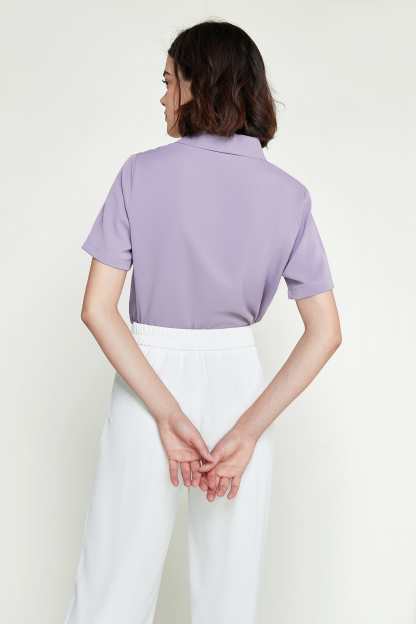 Medium Purple Asymmetric Button Down Shirt