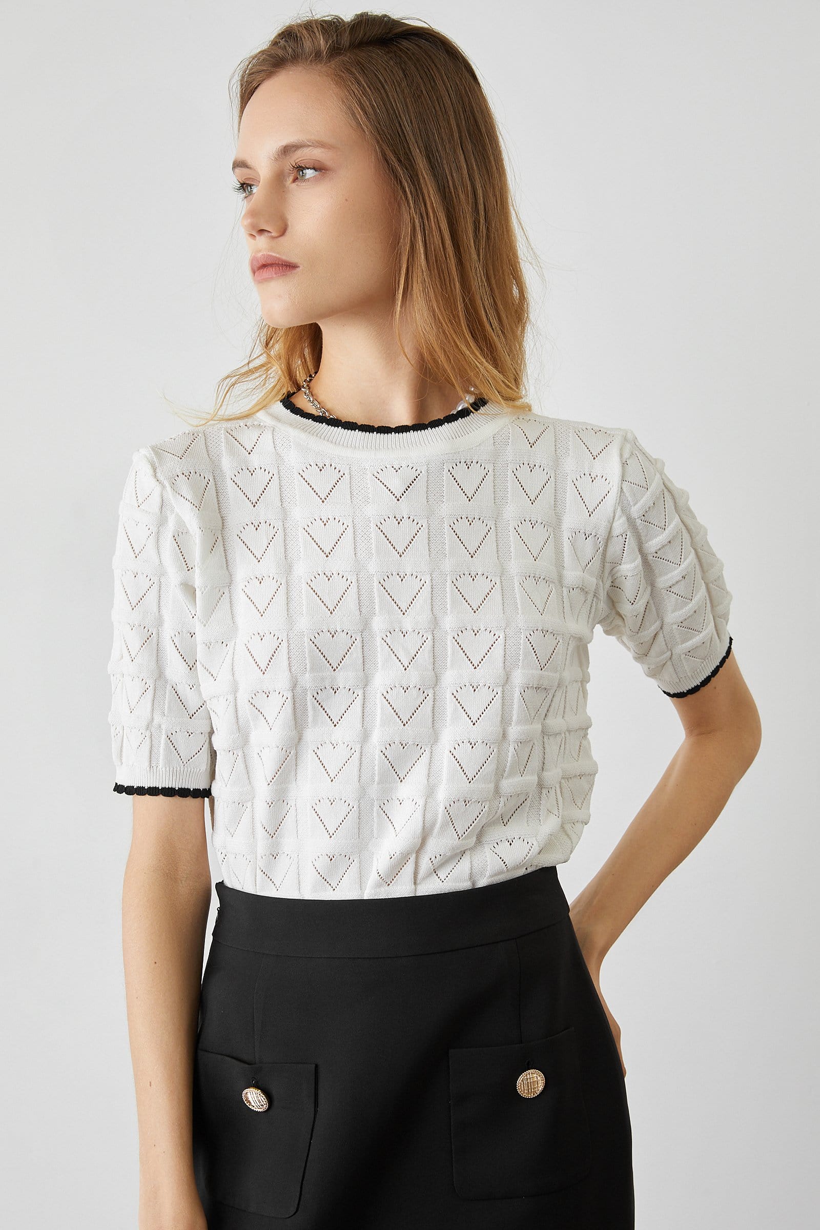 Cayden White Contrast Sweater