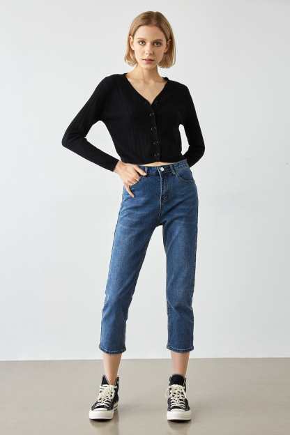 Abril Black Button-Up Cardigan