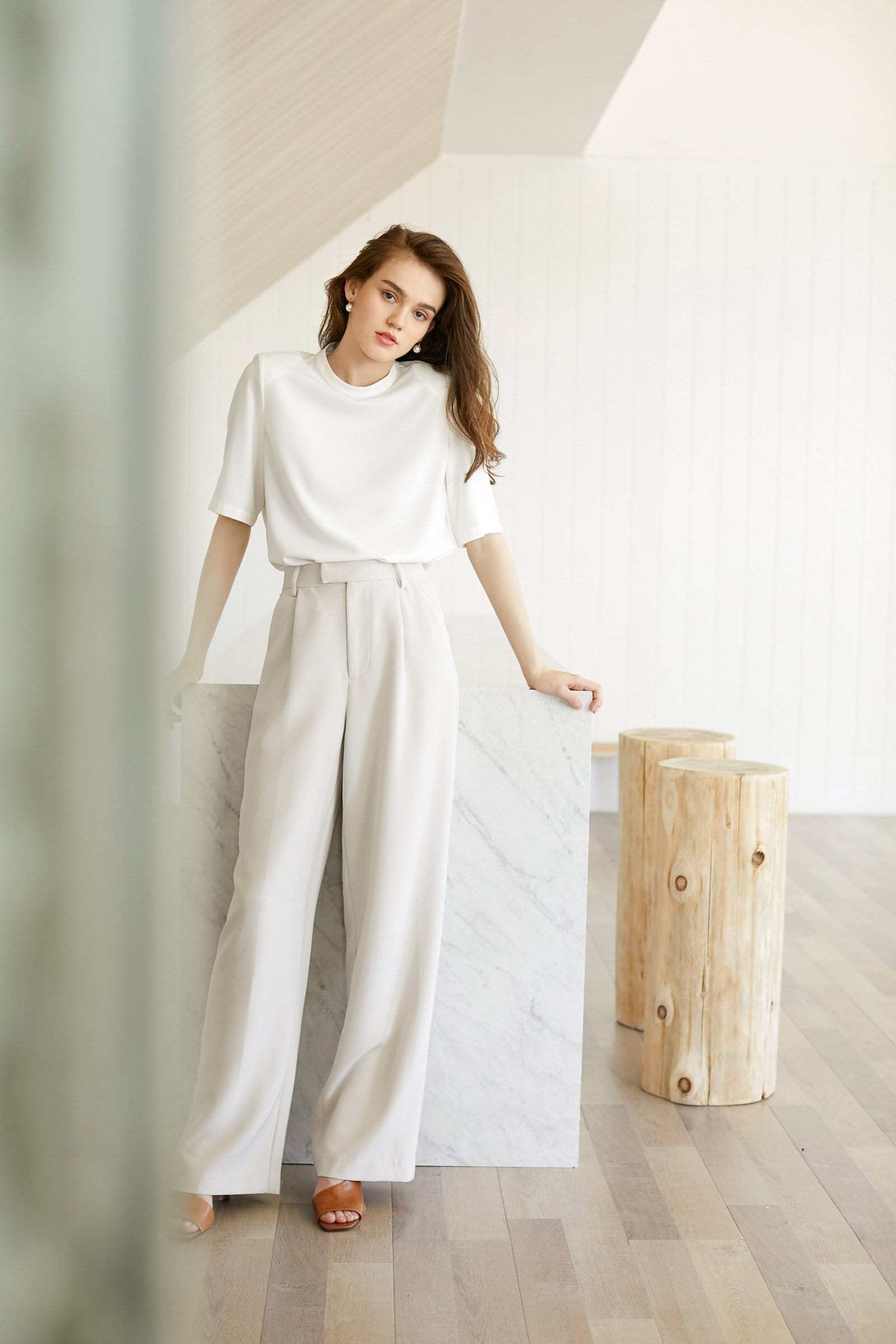 Business Essential Ivory Wide Slacks