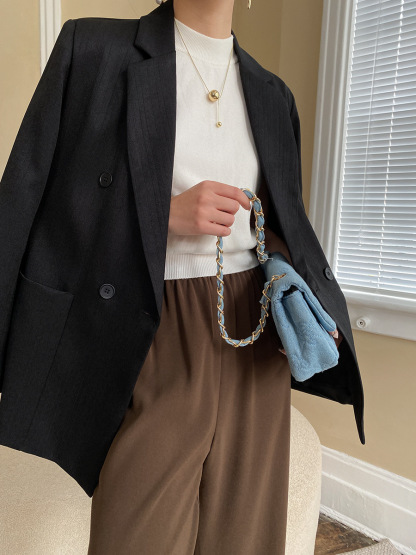 Black Texture Foreshoulder Blazer
