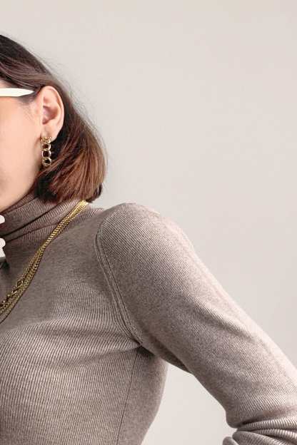 Tan Slim Fit Turtleneck Sweater