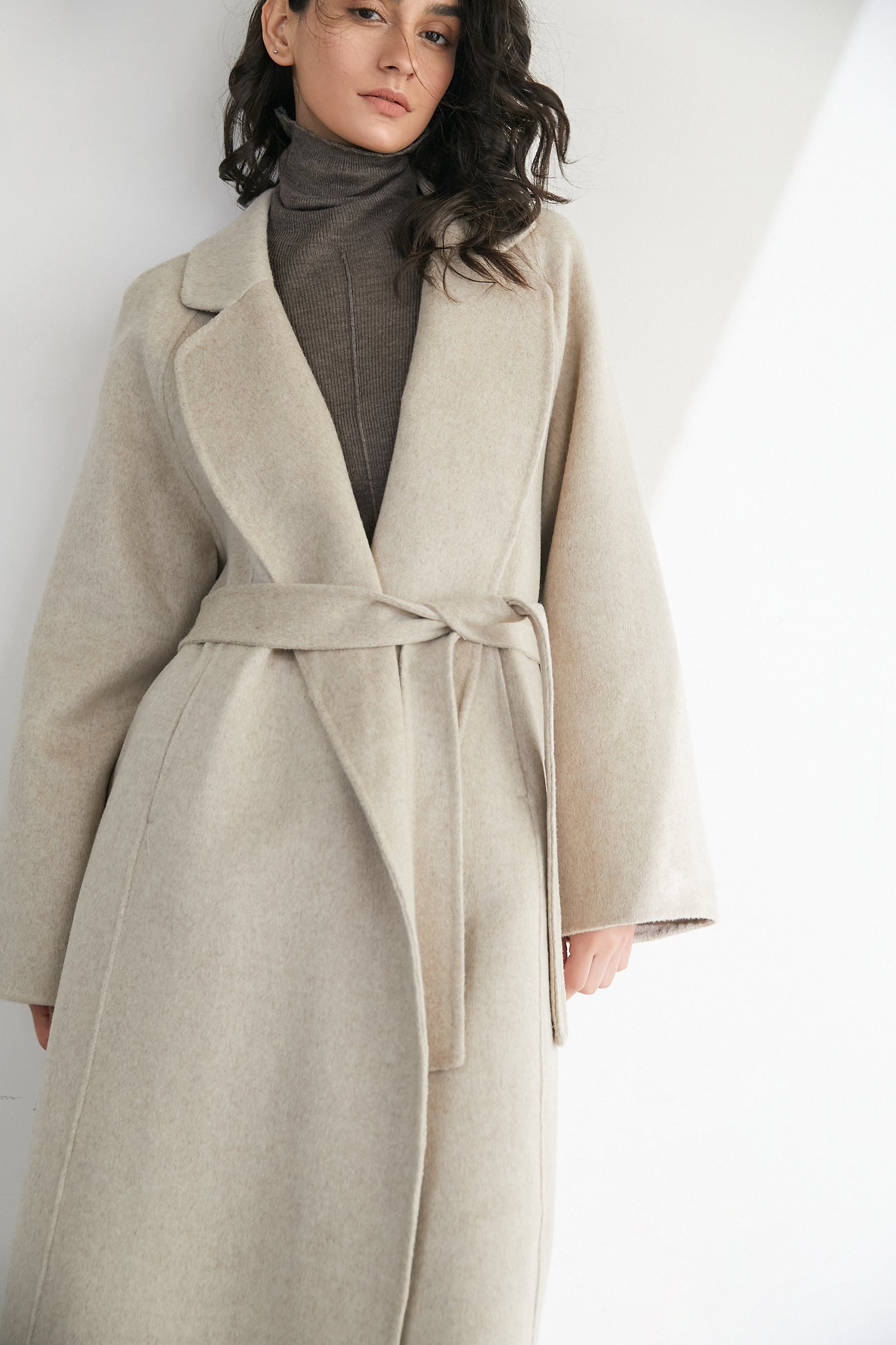 Araminta Linen 100% Wool Single-Breasted Coat