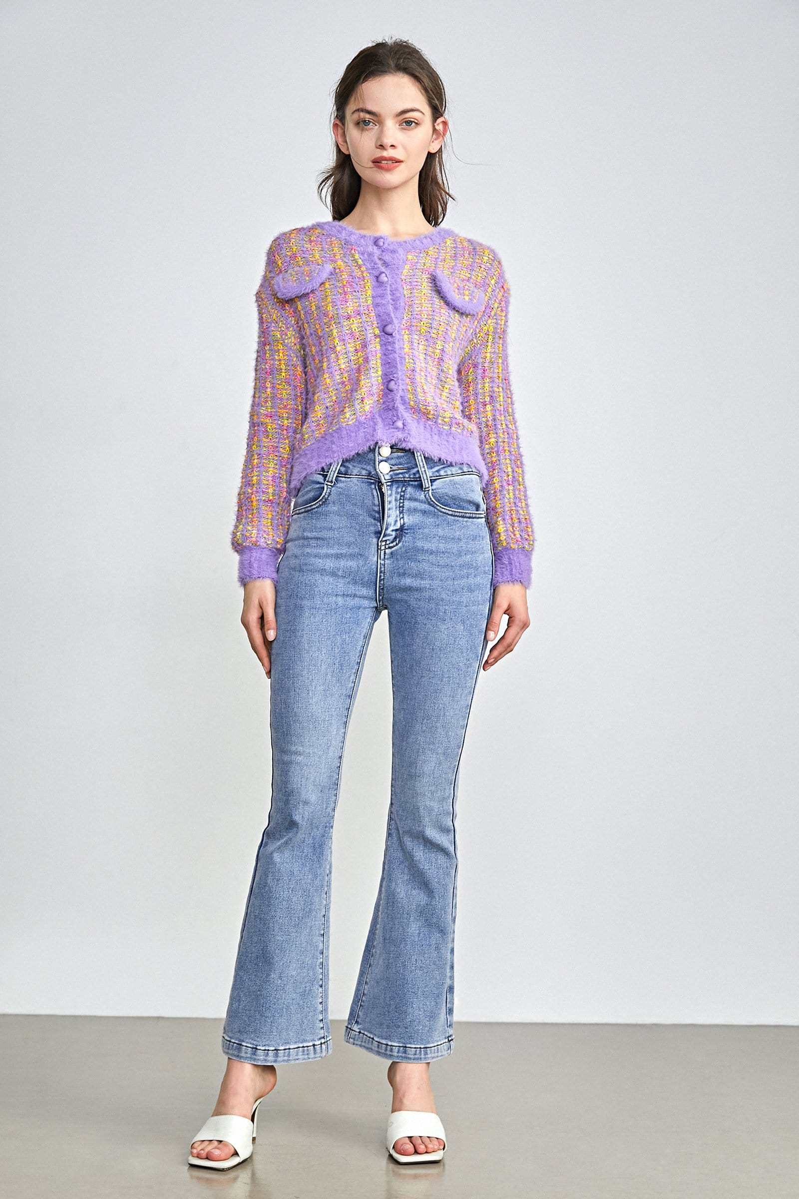 Oktober Medium Purple Button-Up Cardigan