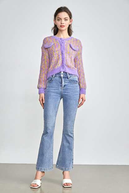 Oktober Medium Purple Button-Up Cardigan