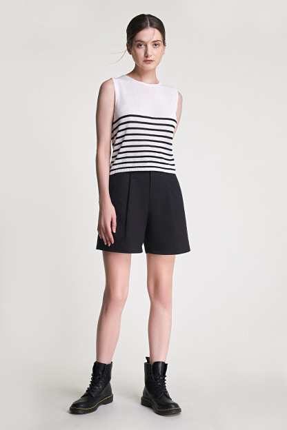 White Striped Knitted Tank Top