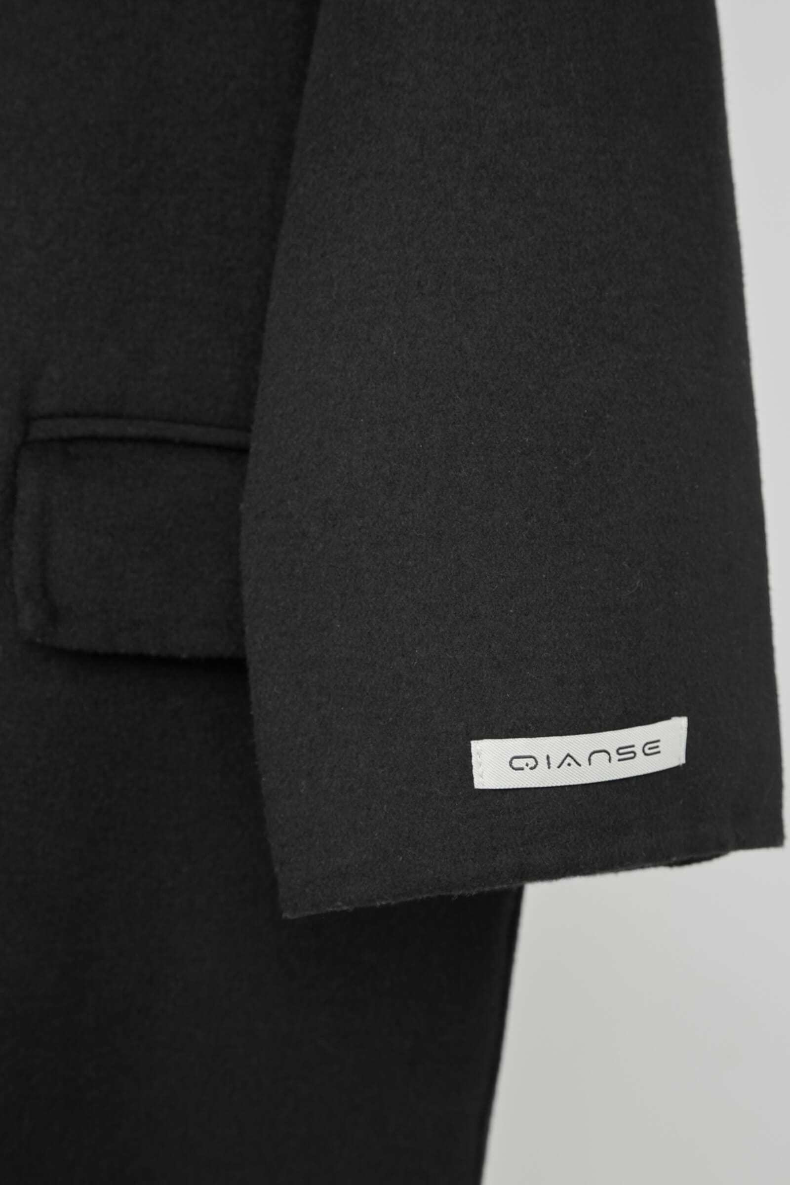 Black Premium Wool Double-Breasted Longline Coat