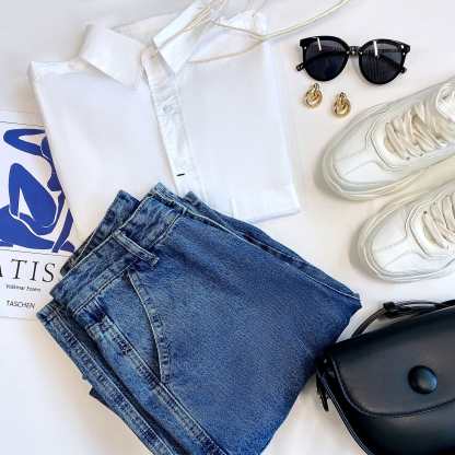 White Pocket Detail Cropped Shirt