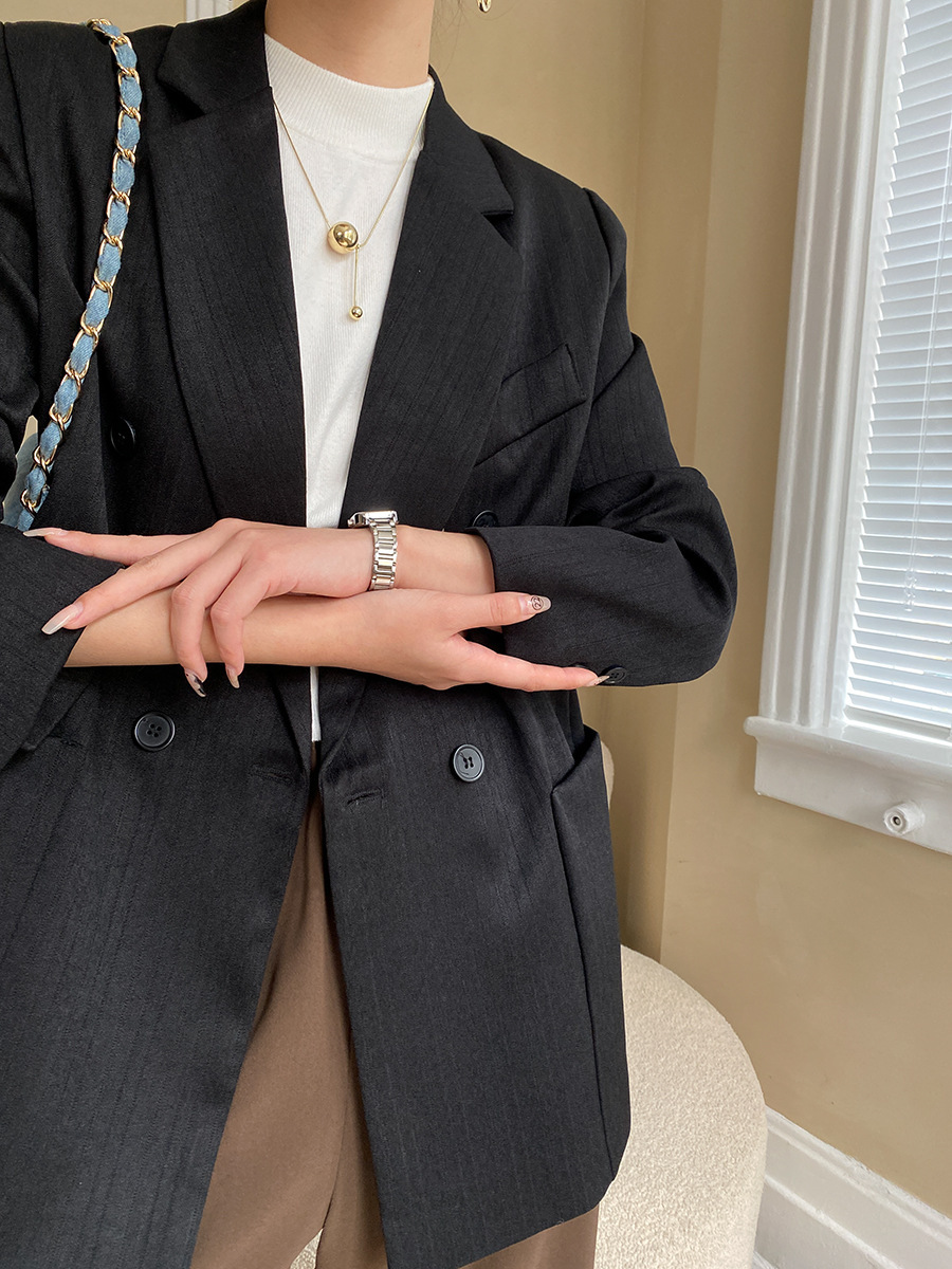 Black Texture Foreshoulder Blazer