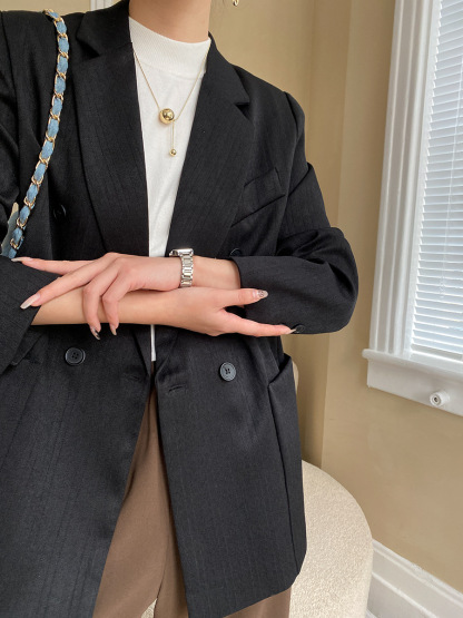 Black Texture Foreshoulder Blazer