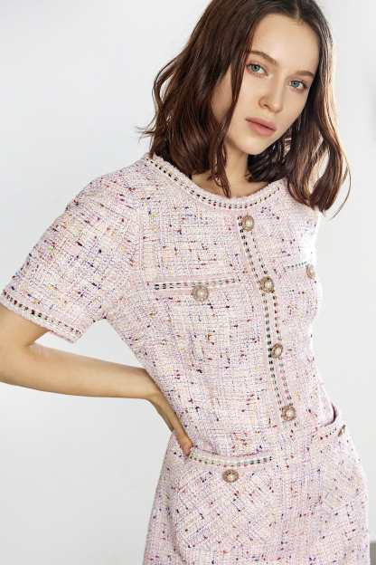 Librada Pink Button Short Sleeve Mini Dress