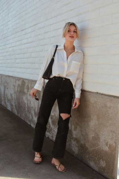 Silky White Button-Up Blouse