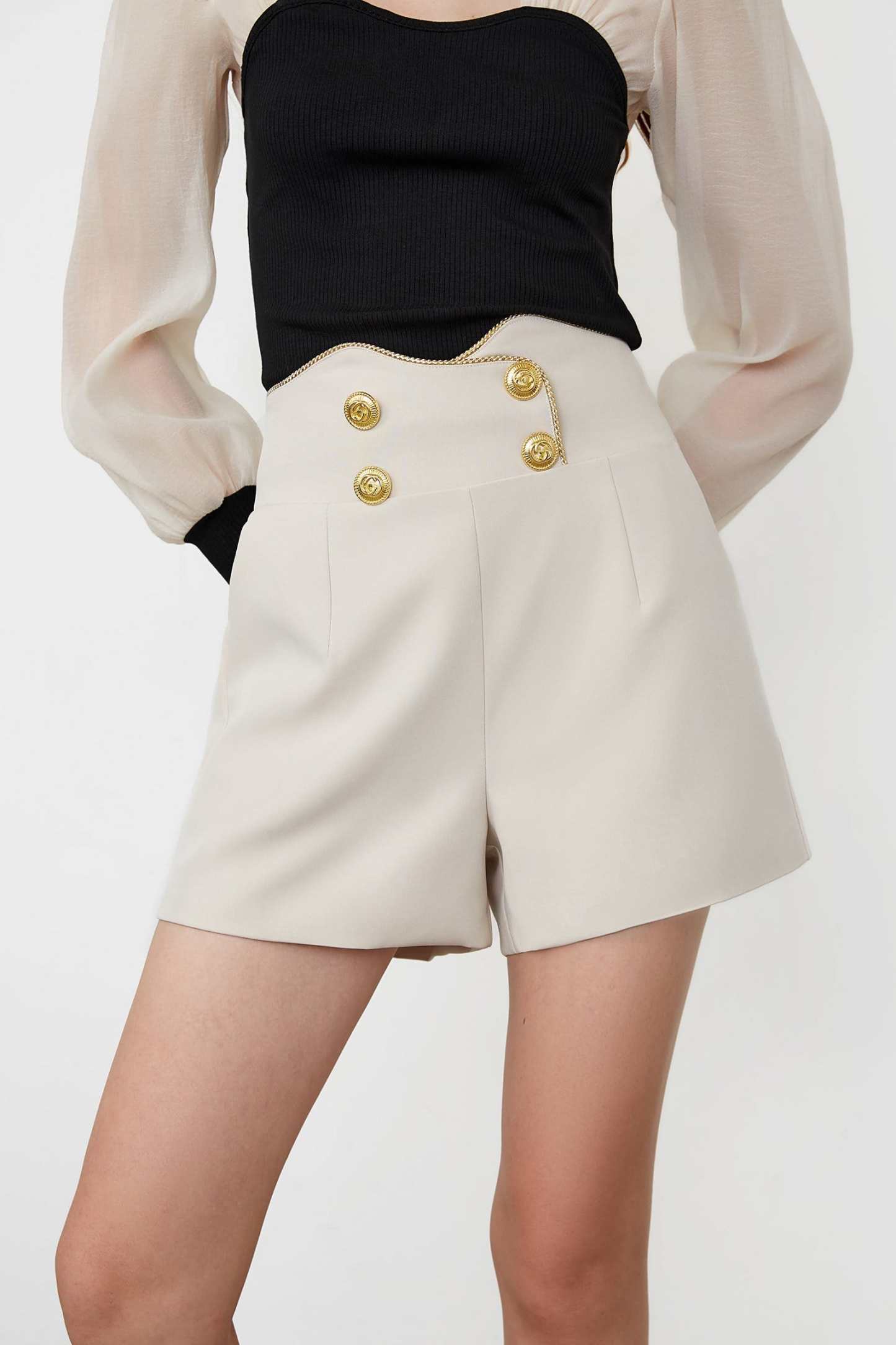 Nechama Beige Nautical Short Pants