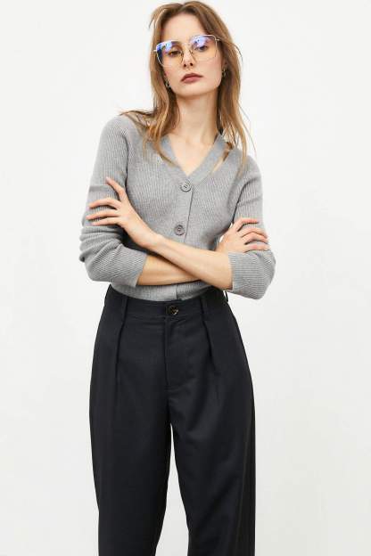 Grey Button-Up Cardigan