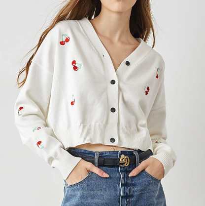 Mariko White Sweet Cardigan