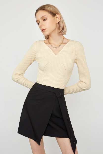 Braulia Beige Rib Sweater
