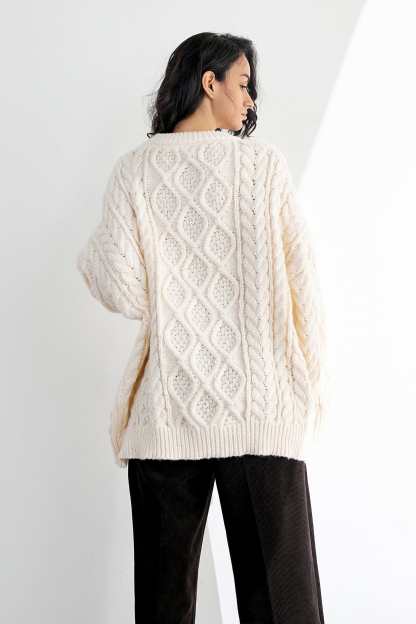 Zaylah Ivory Round Neck Sweater