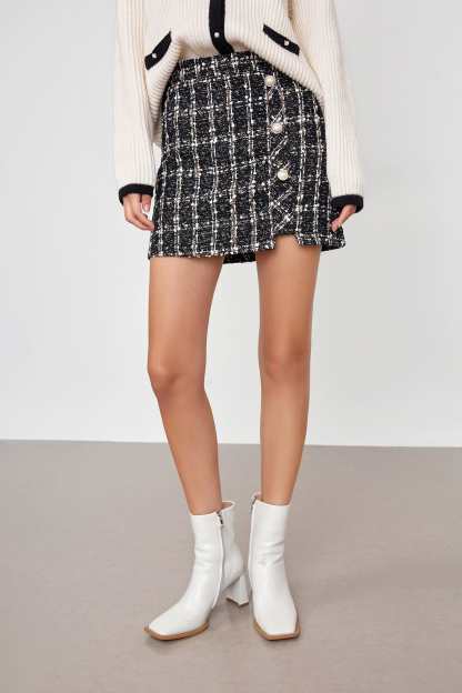 Abigale Black Check Skirt