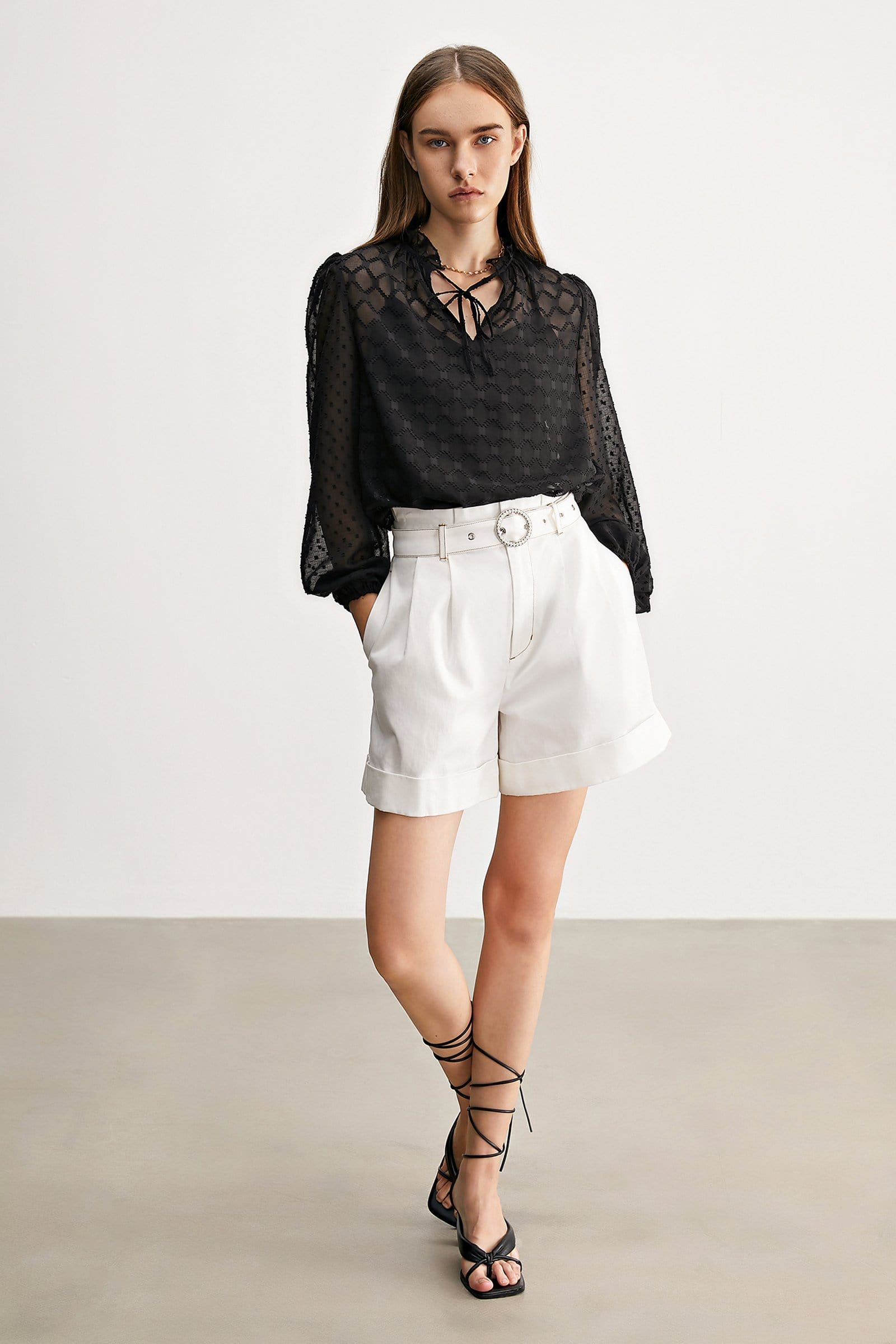 Black Check Mate Blouse
