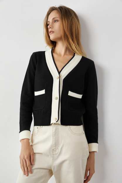 Adelyn Black Pocketed Cardigan