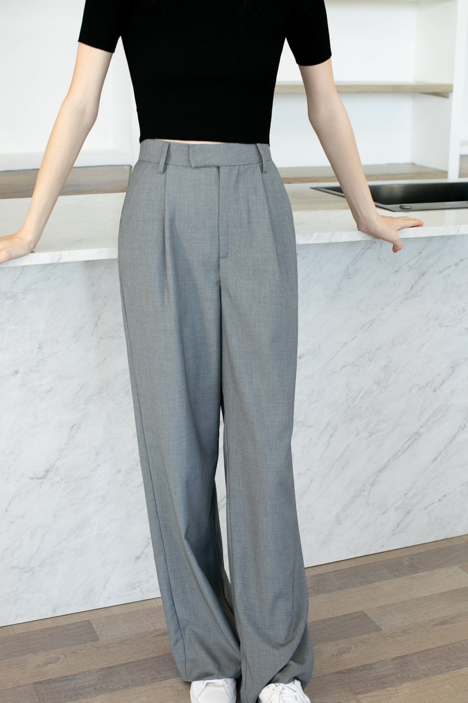 Business Essential Grey Wide Slacks