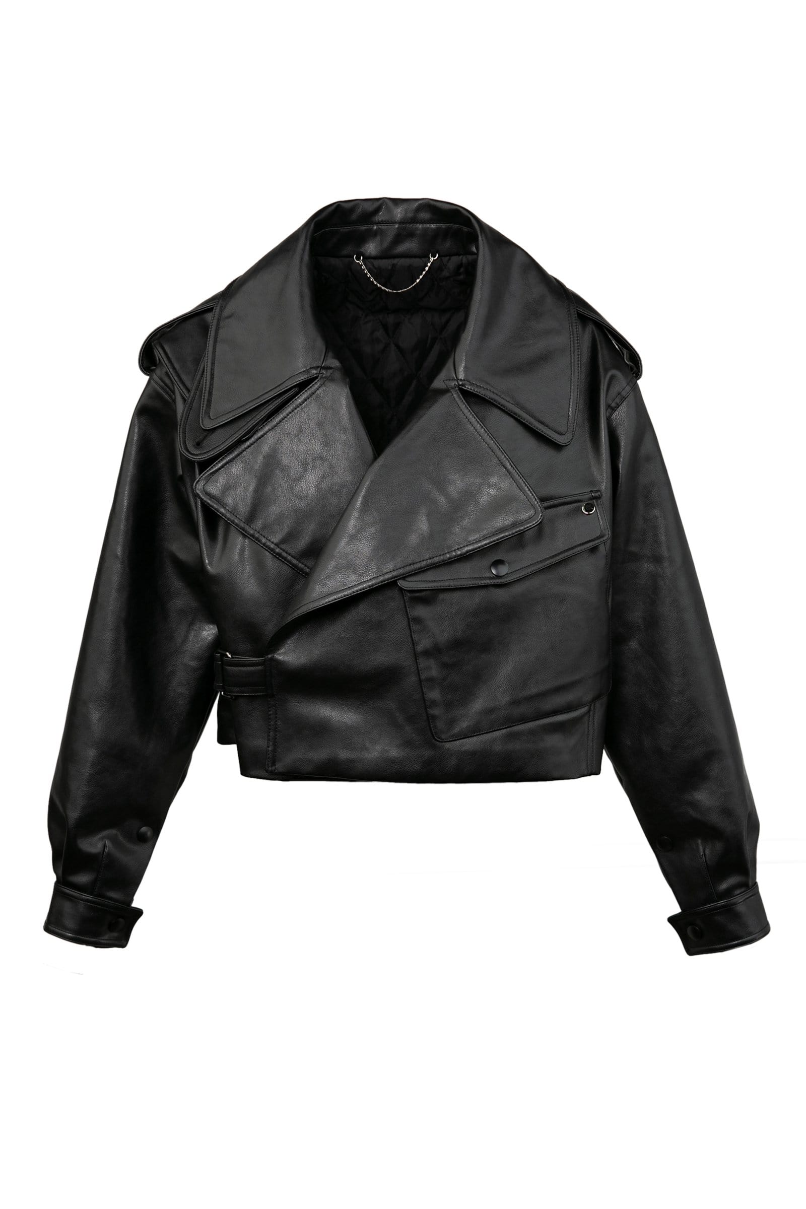 Alexa Black Oversize Vegan Leather Jacket