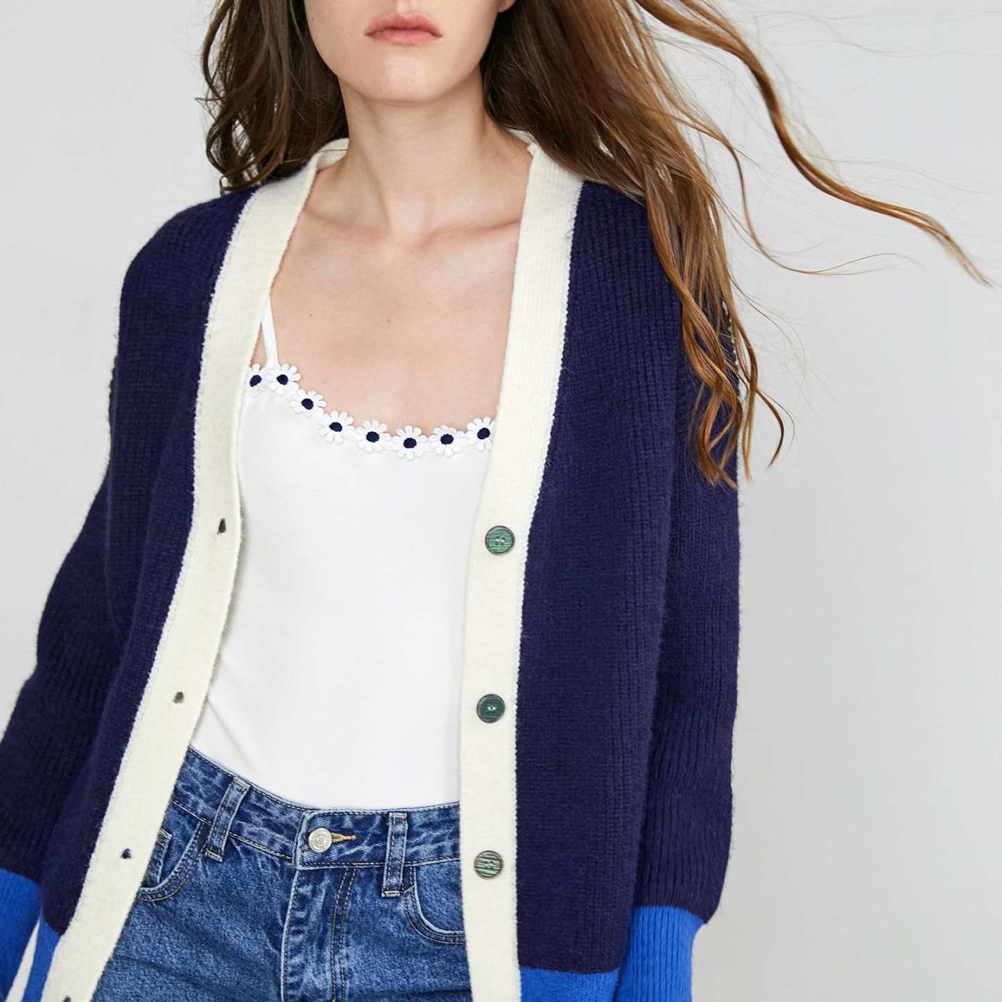 Daliyah Midnight Blue Contrast Cardigan