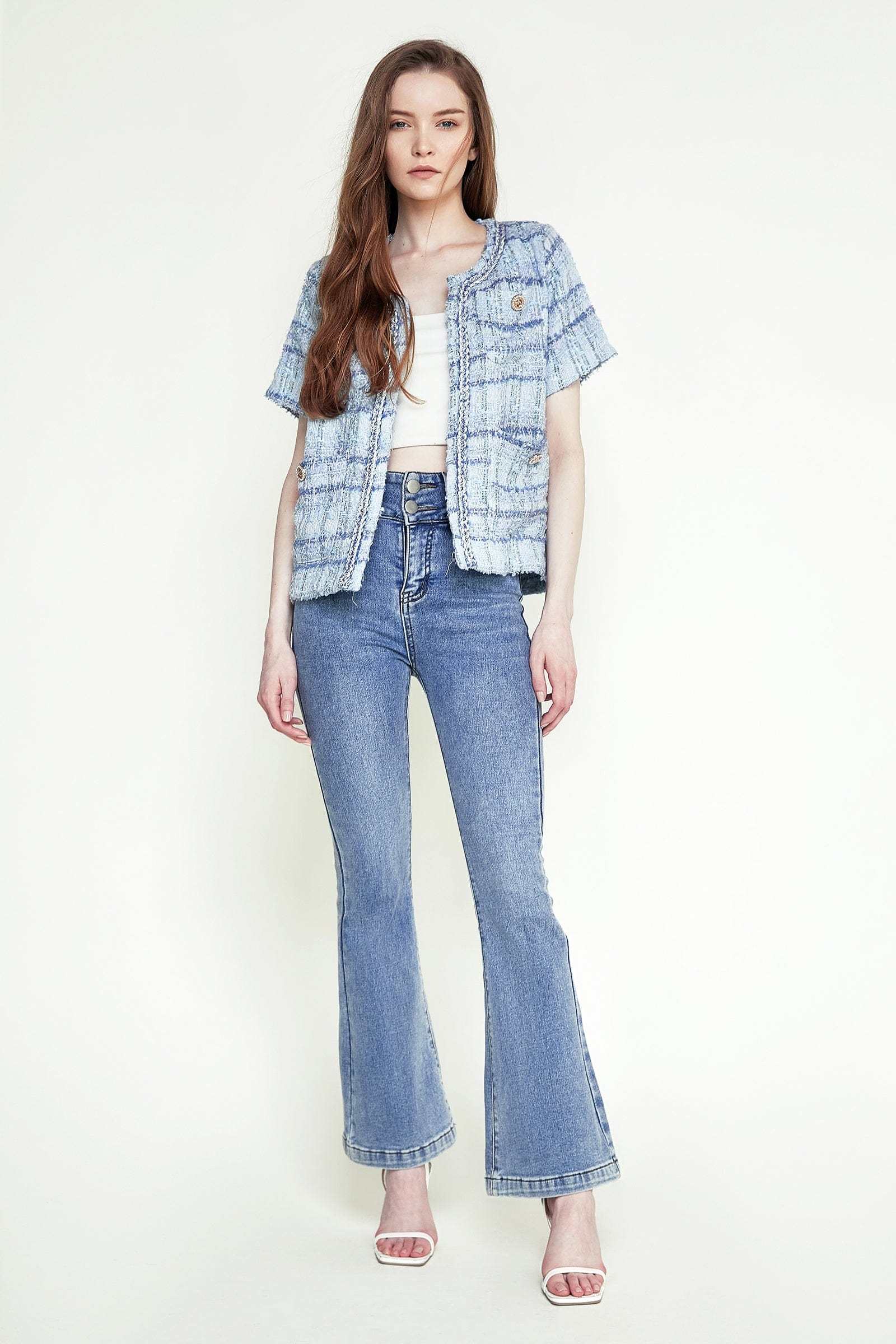 Royal Blue Pocket Front Tweed Jacket