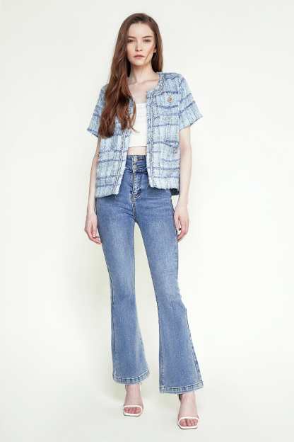Royal Blue Pocket Front Tweed Jacket