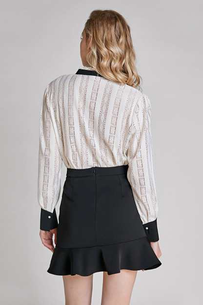 Ivory Broderie Bowknot Decor Blouse