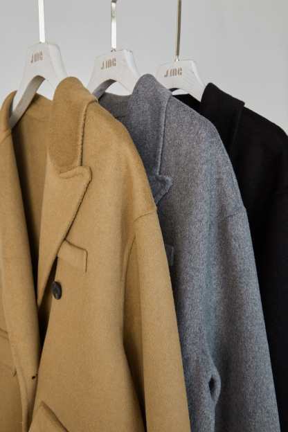 Grey Premium Wool Double-Breasted Longline Coat